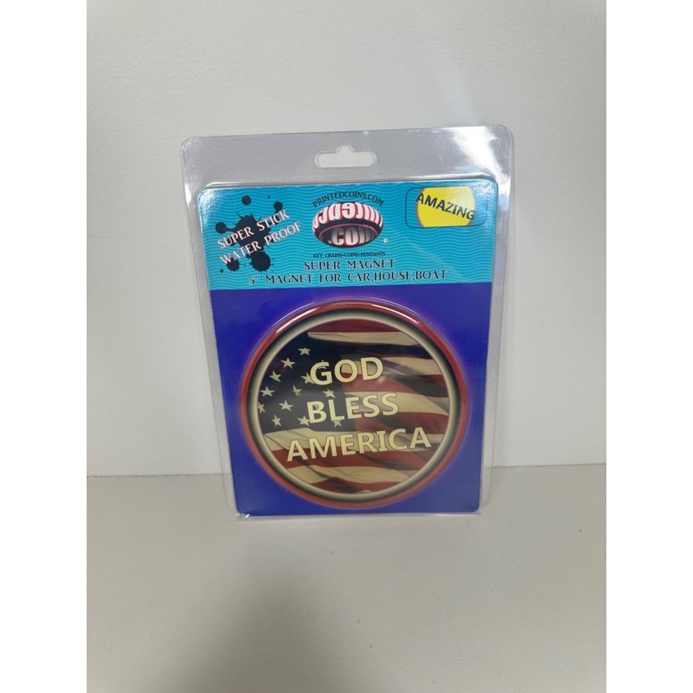 NEW! Round 5" God Bless America United Car Magnet CAR HOUSE BOAT WATERPROOF